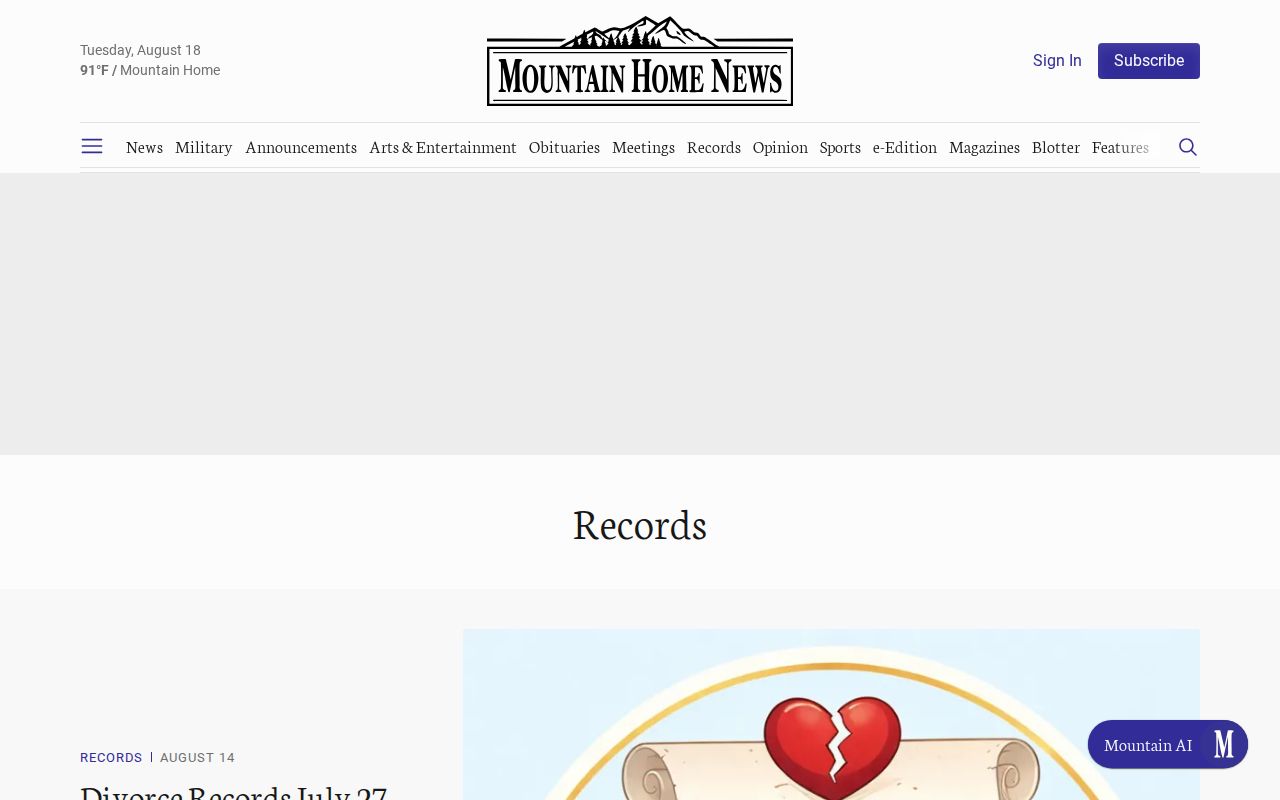 Mountain Home News Elmore County records and arrest-report section