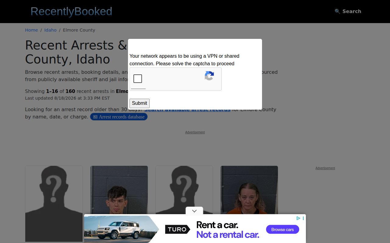 Unofficial RecentlyBooked Elmore County recent-arrest index