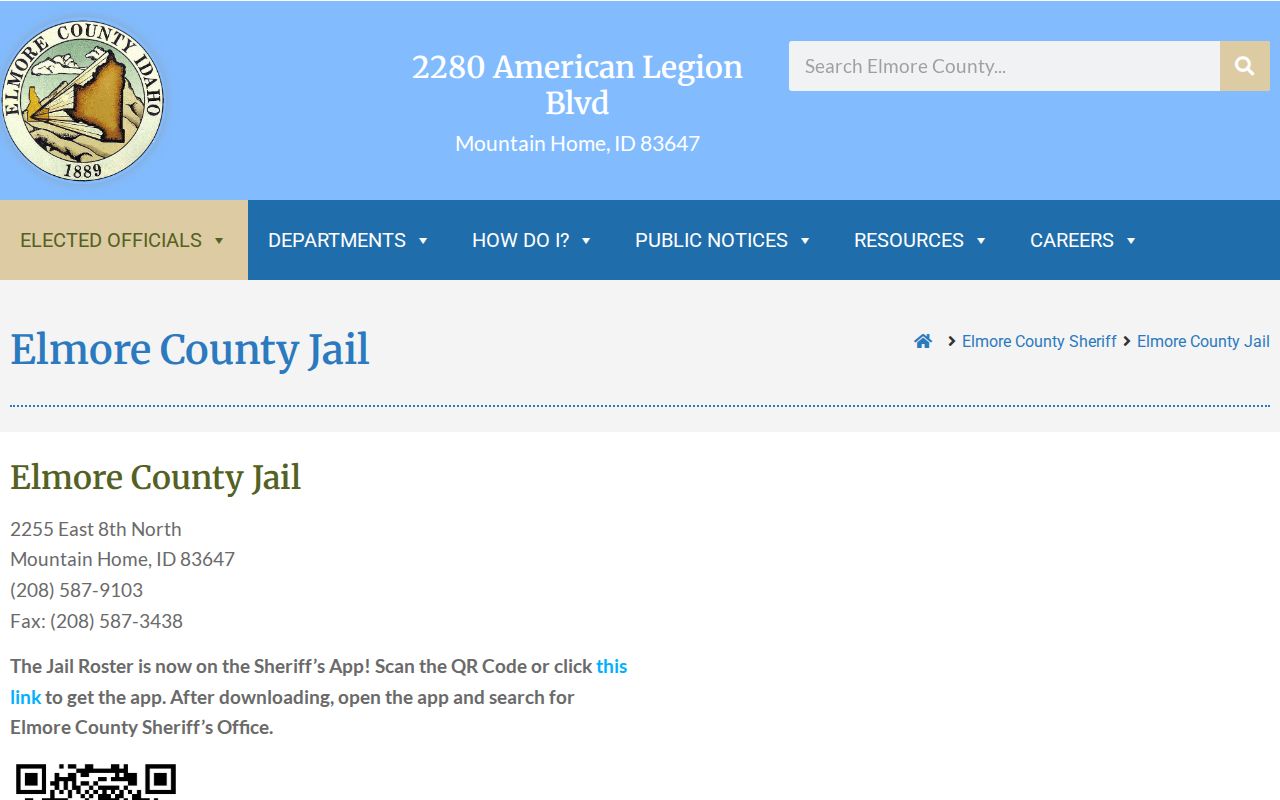 Elmore County Jail official roster and Sheriff Connect doorway