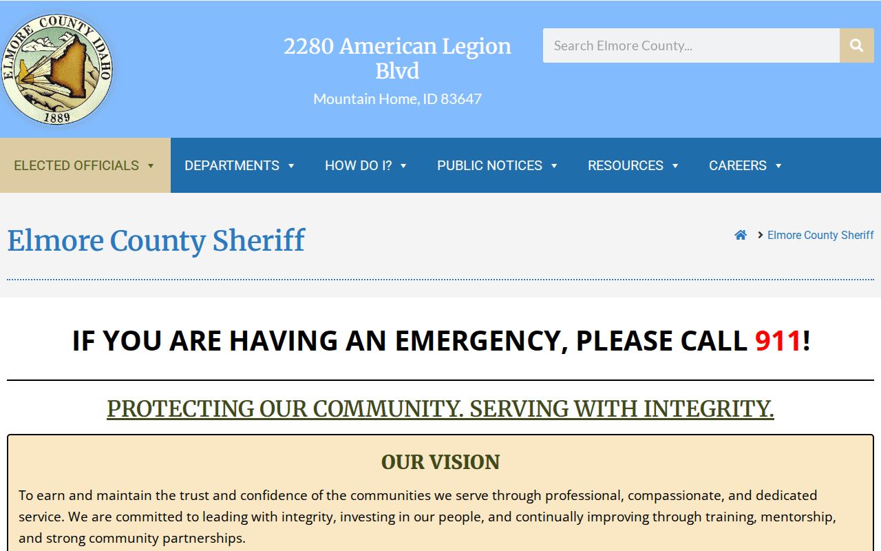 Elmore County Sheriff's Office records and jail contact page